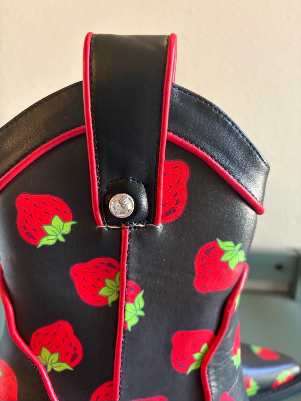 Dolls Kill x Strawberry Shortcake Black Meadow Greeting Cowboy Boots Size 8 - Picture 7 of 8